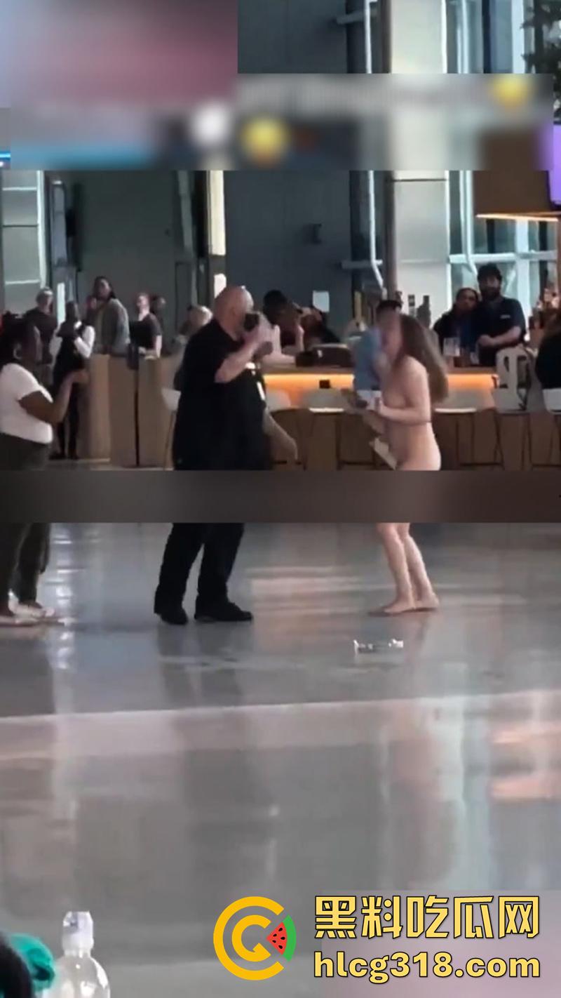 美国大奶美女自称维也纳女神，在德克萨塞州机场，当众全裸狂奔，保安拼命也拦不住，好像去拦一下啊！-7