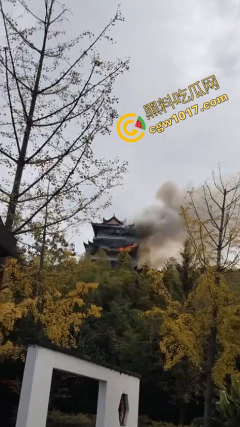 张家港凤凰山火焰翻腾:古寺在烈火中化为飞灰,黑烟滚滚,古建焦黑,无情怒火吞噬文化遗珍,可怕景象令人心碎-4
